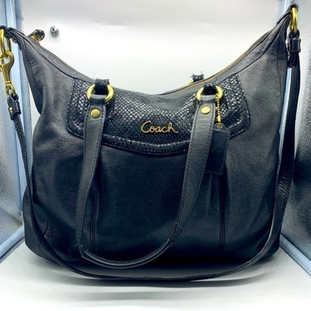 COACH Ashley black leather satchel
